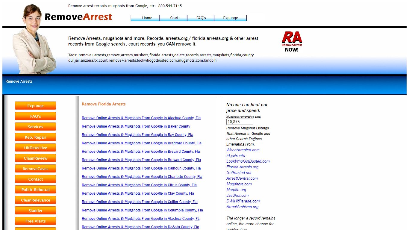 Remove Arrest Records and other files mugshot arrests.org Google search